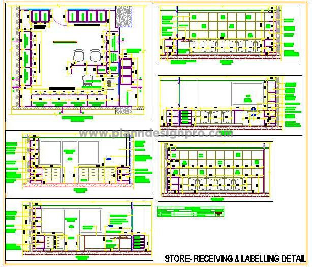 Goods Receiving Store Plan with Shelving and Desk Details